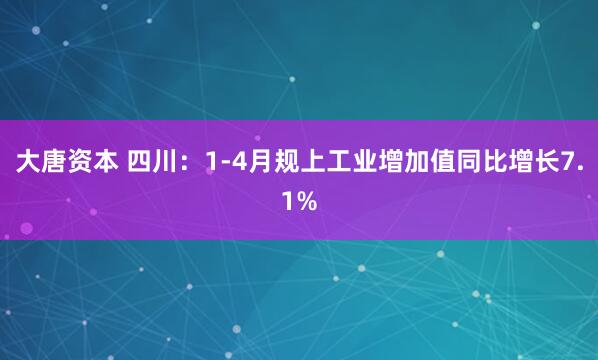大唐资本 四川：1-4月规上工业增加值同比增长7.1%