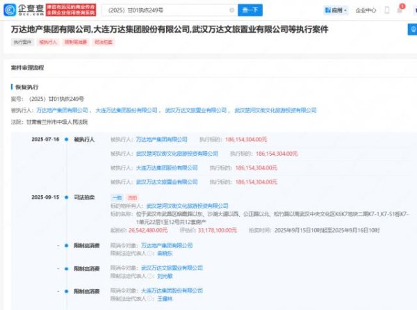 卢深策略 王健林及万达集团被限消